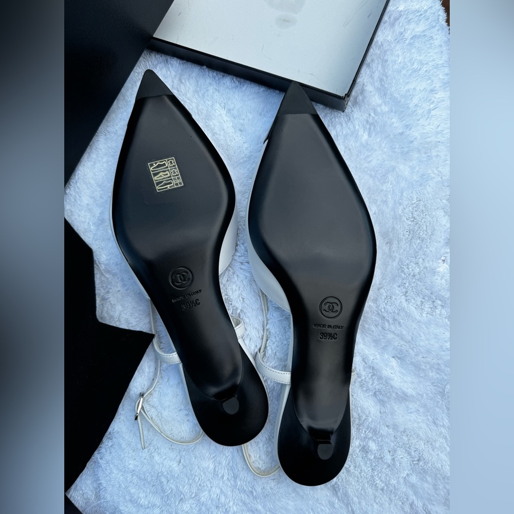 Chanel classic ballet two tone slingbacks NWB pointed toes 39.5 - Picture 11 of 15
